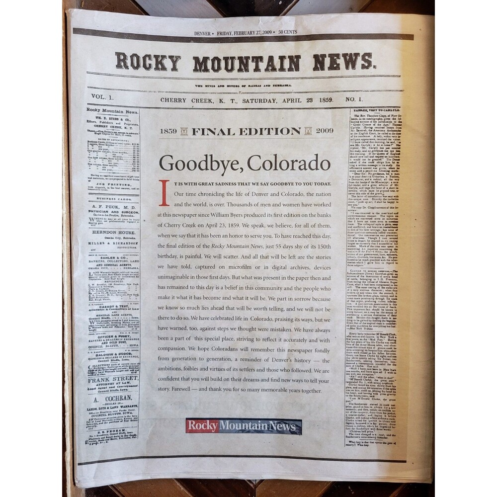 2009 Feb 27: Rocky Mountain News Final Issue Denver/Colorado + 52-page Tribute!